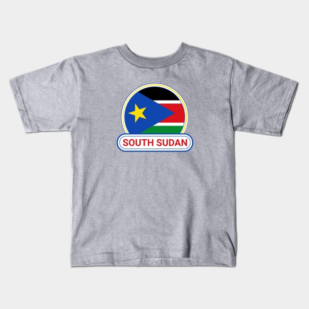 South Sudan Country Badge - South Sudan Flag Kids T-Shirt by Yesteeyear